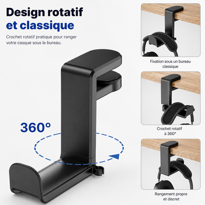 Support Casque de Bureau Rotatif
