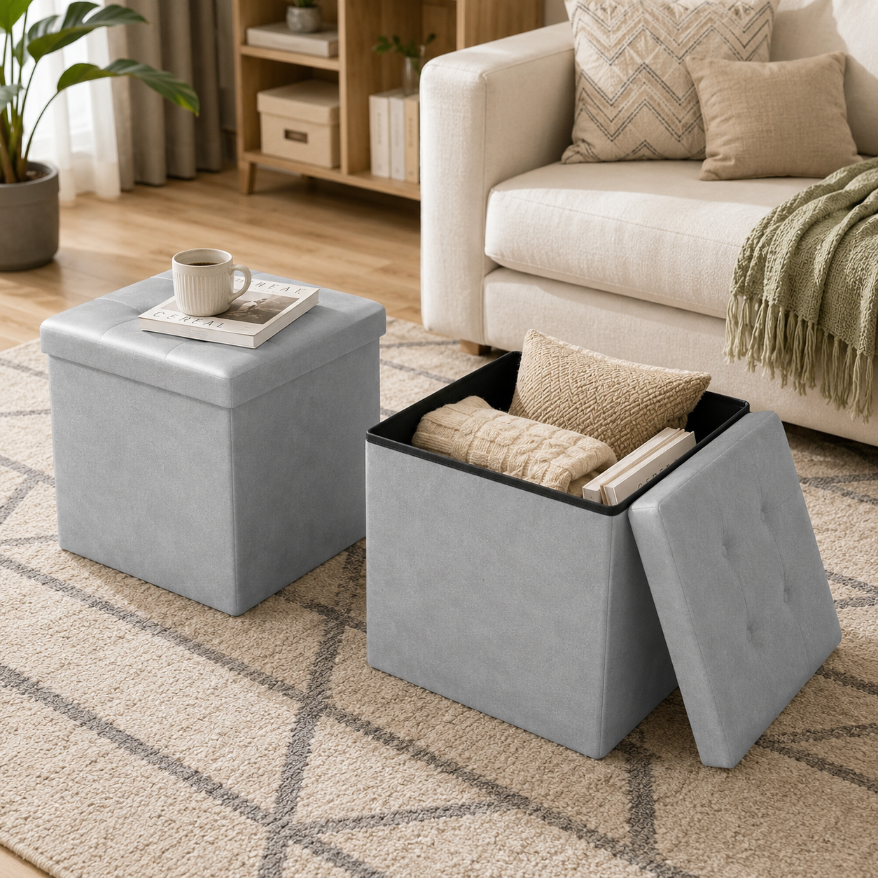 Pouf de rangement pliable 50 L