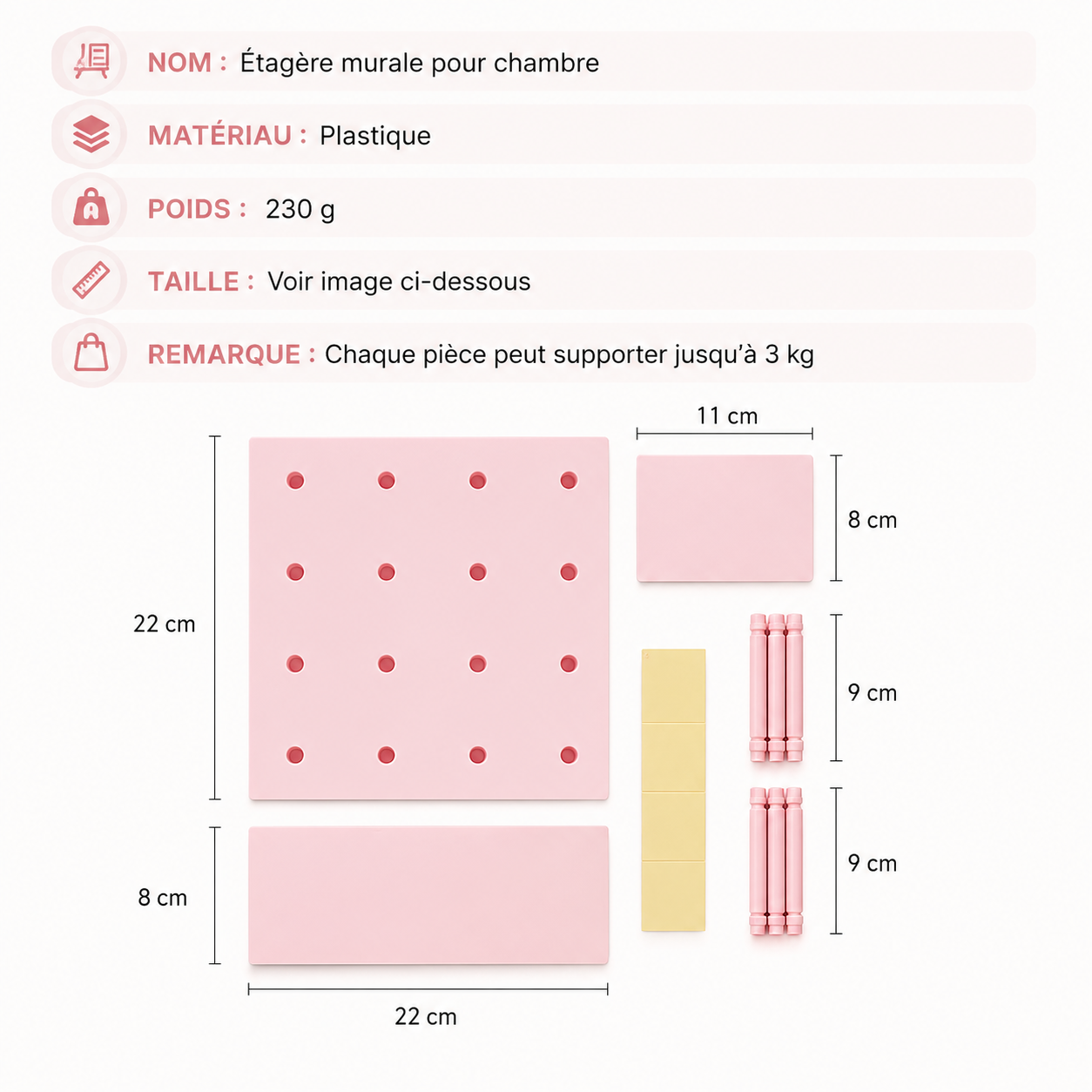 Étagère murale modulable pour chambre d'enfant