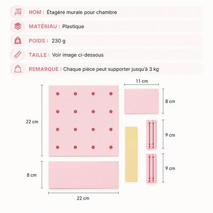 Étagère murale modulable pour chambre d'enfant