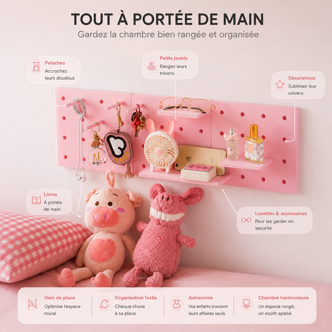 Étagère murale modulable pour chambre d'enfant