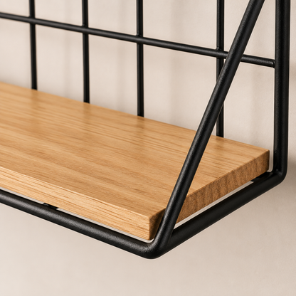 Étagère murale métal et bois pour salon