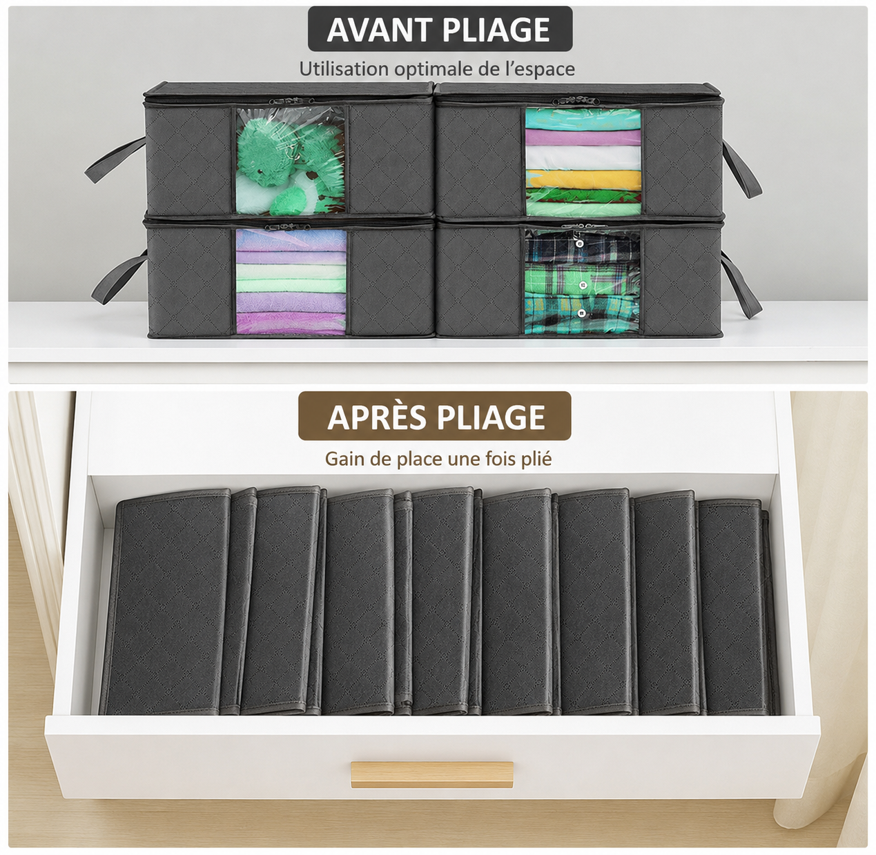 Sac de rangement pliable pour vêtements et couettes
