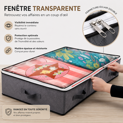 Sac de rangement sous le lit pliable avec fenêtre transparente