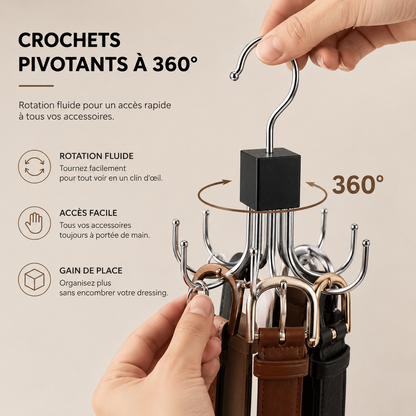 Crochet rotatif multifonction pour ceintures et accessoires