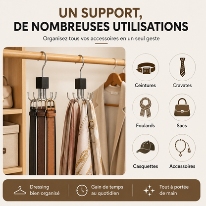 Crochet rotatif multifonction pour ceintures et accessoires
