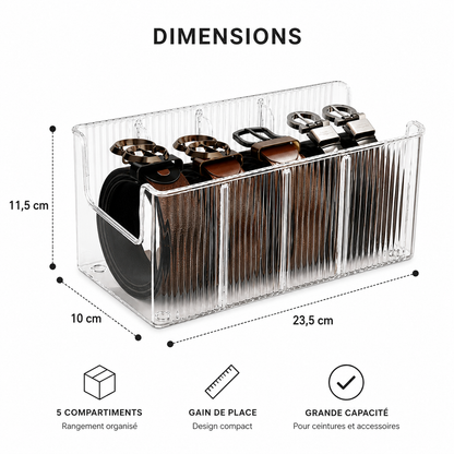 Boîte de rangement transparente pour ceintures et accessoires