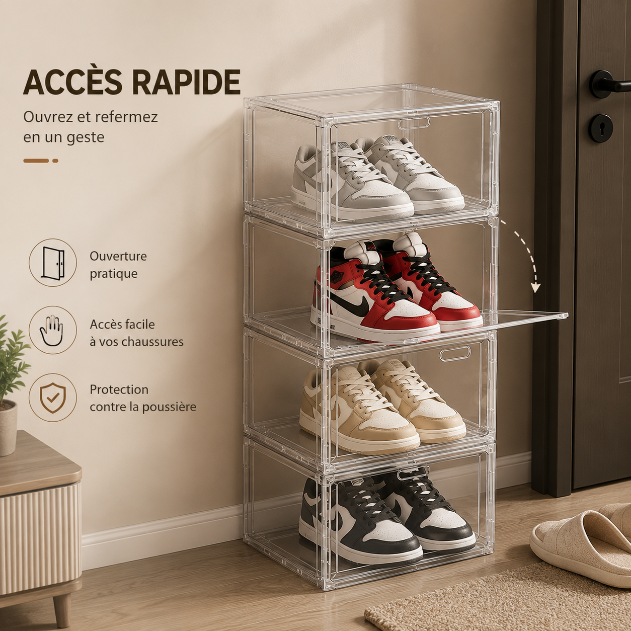 Boîte de rangement empilable pour chaussures