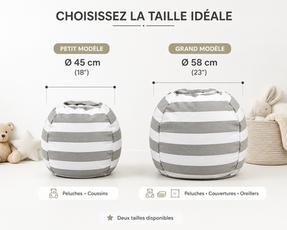 Pouf de rangement pour peluches et couvertures