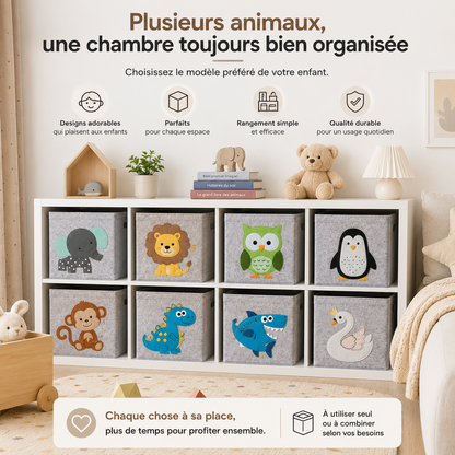 Boîte de rangement pliable pour jouets avec motifs animaux