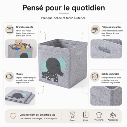 Boîte de rangement pliable pour jouets avec motifs animaux