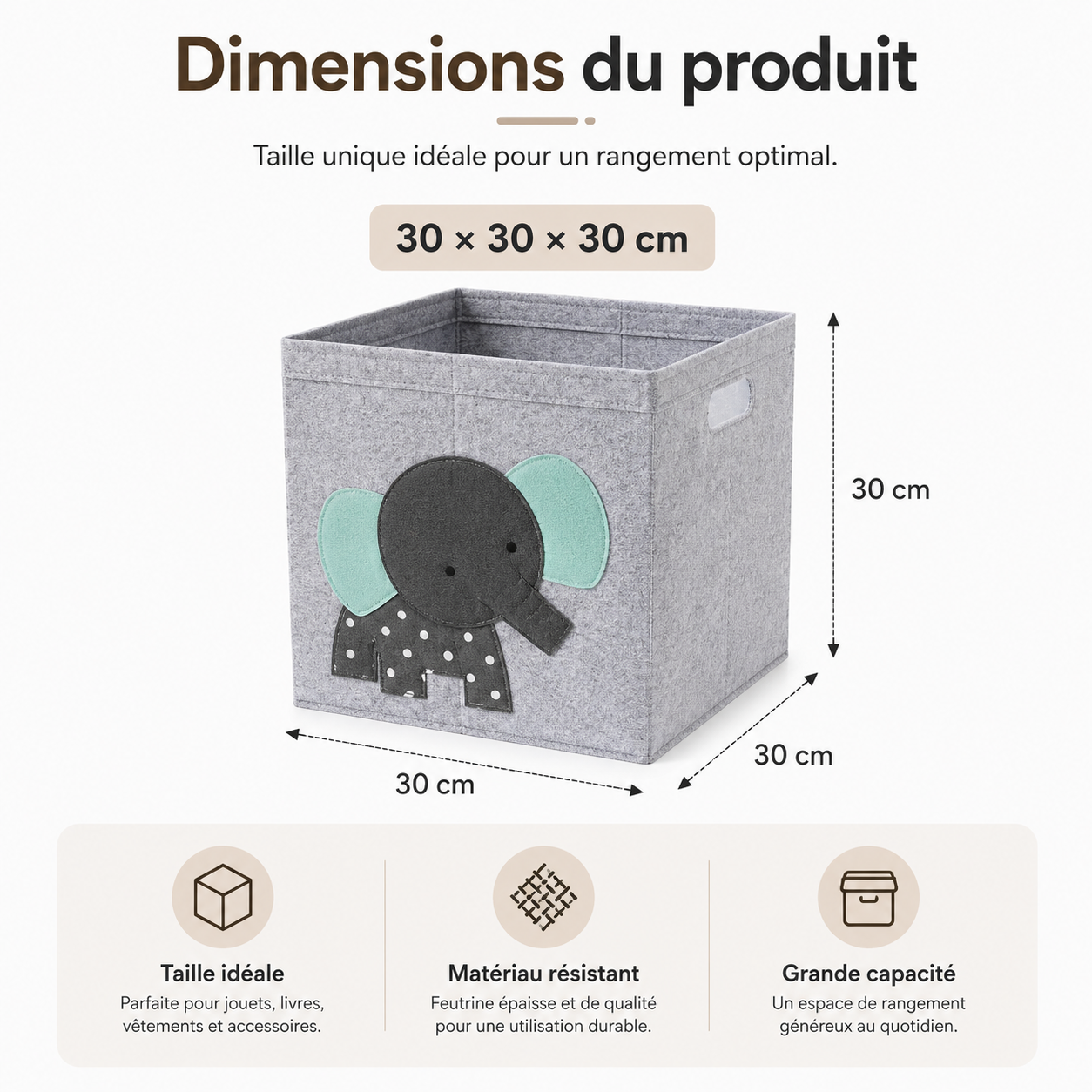 Boîte de rangement pliable pour jouets avec motifs animaux
