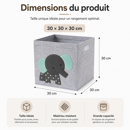 Boîte de rangement pliable pour jouets avec motifs animaux