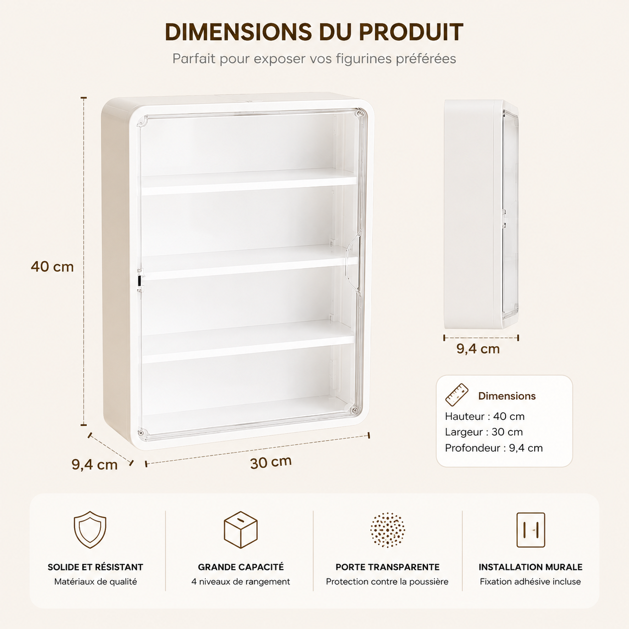 Boîte murale de rangement pour figurines