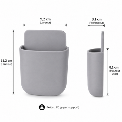 Support mural multifonction adhésif – Lot de 2