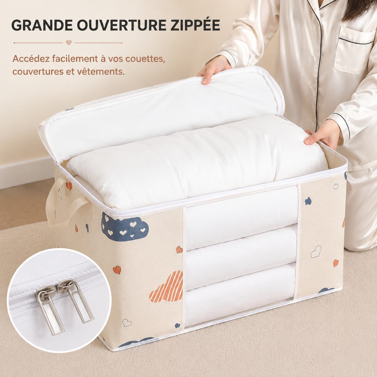Sac de rangement pour couettes, jouets et vêtements