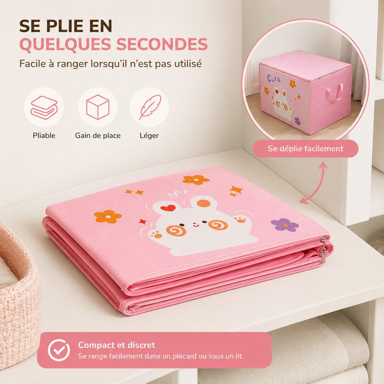 Sac de rangement pliable pour vêtements, couettes et jouets