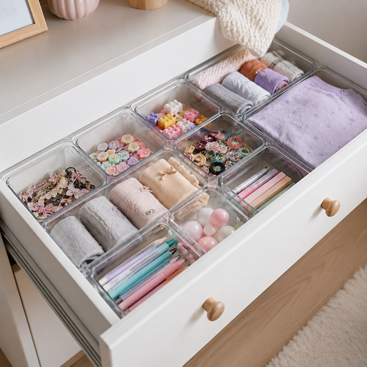 Organisateur de tiroir modulable transparent – Rangement chambre enfant