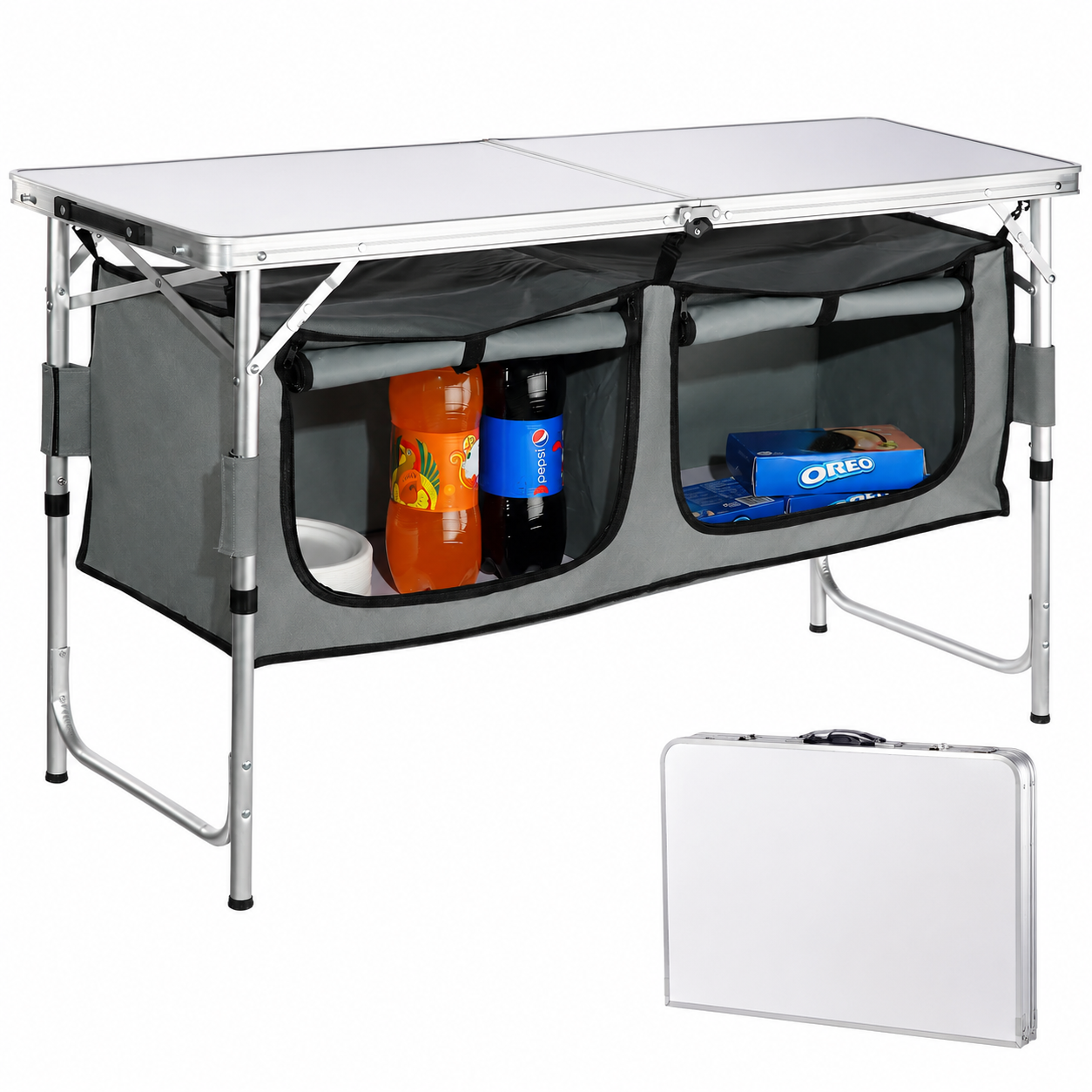 Table pliante avec rangement intégré pour balcon et terrasse