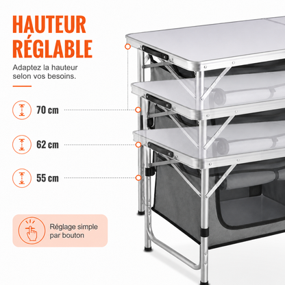 Table pliante avec rangement intégré pour balcon et terrasse