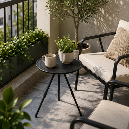 Table d'appoint ronde pliante en aluminium
