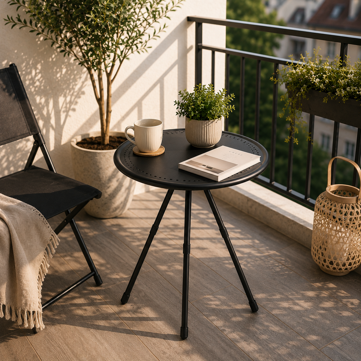 Table d'appoint ronde pliante en aluminium