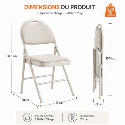 Chaise pliante rembourrée en tissu ( Lot de 4 )