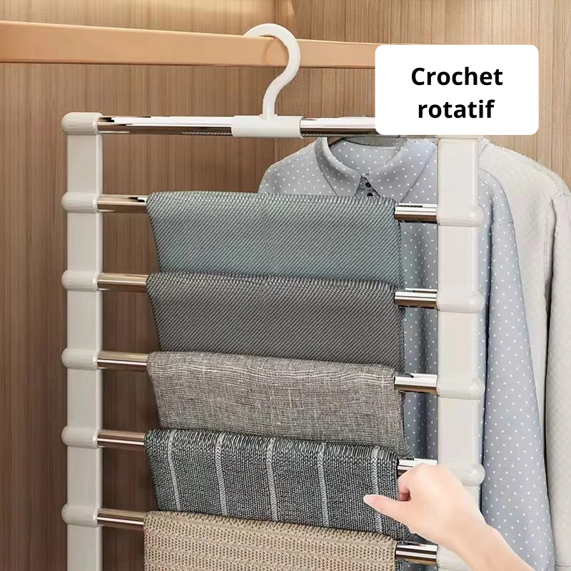 Cintre porte-pantalons à 7 barres