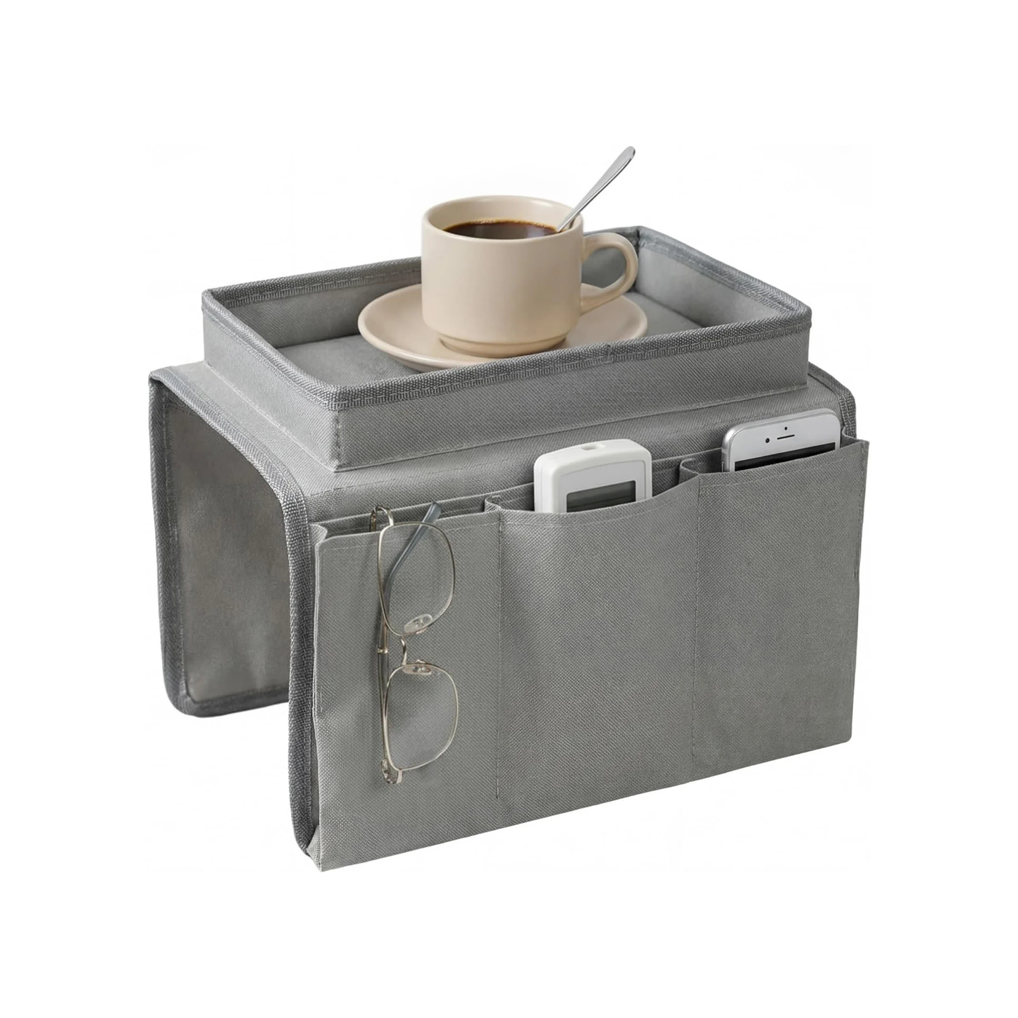 Organisateur d’Accoudoir de Canapé avec Plateau de Rangement