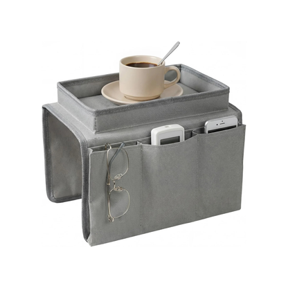 Organisateur d’Accoudoir de Canapé avec Plateau de Rangement
