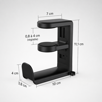 Support Casque de Bureau Rotatif