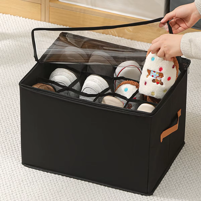 Boîte de rangement à chaussures pliable avec couvercle transparent