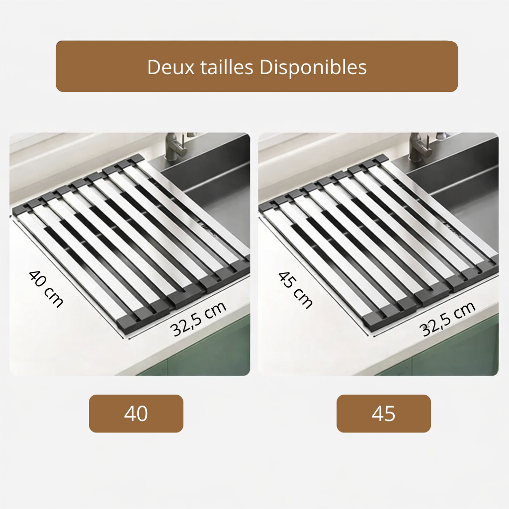 Égouttoir Enroulable Inox pour Évier