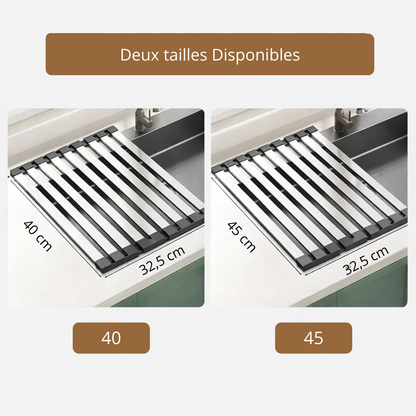 Égouttoir Enroulable Inox pour Évier