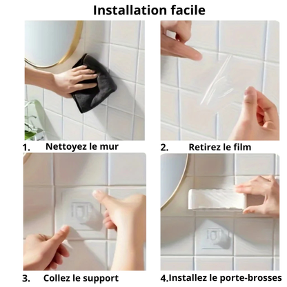 Porte-Brosses à Dents Mural avec Capot de Protection