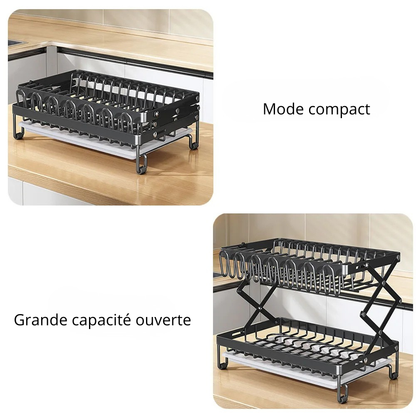 Égouttoir Vaisselle Pliable 2 Niveaux