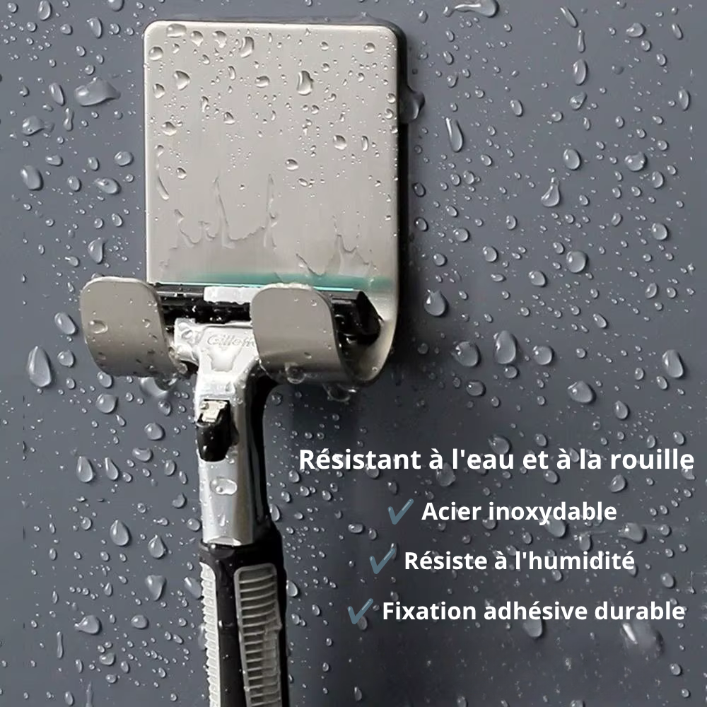 Porte-rasoir mural autocollant en acier inoxydable