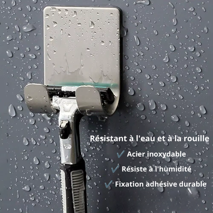 Porte-rasoir mural autocollant en acier inoxydable