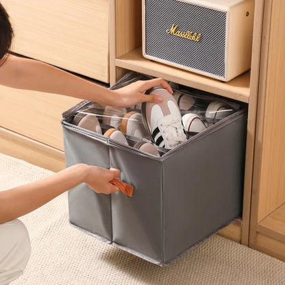 Boîte de rangement à chaussures pliable avec couvercle transparent