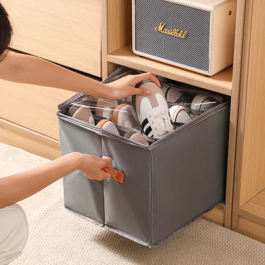 Boîte de rangement à chaussures pliable avec couvercle transparent
