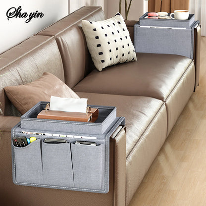 Organisateur d’Accoudoir de Canapé avec Plateau de Rangement