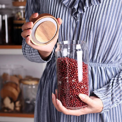 Bocaux Hermétiques Verre & Bois – Rangement Cuisine Élégant