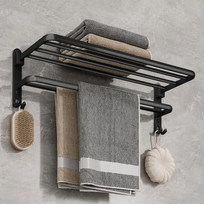 Porte-serviettes mural pliable avec étagère