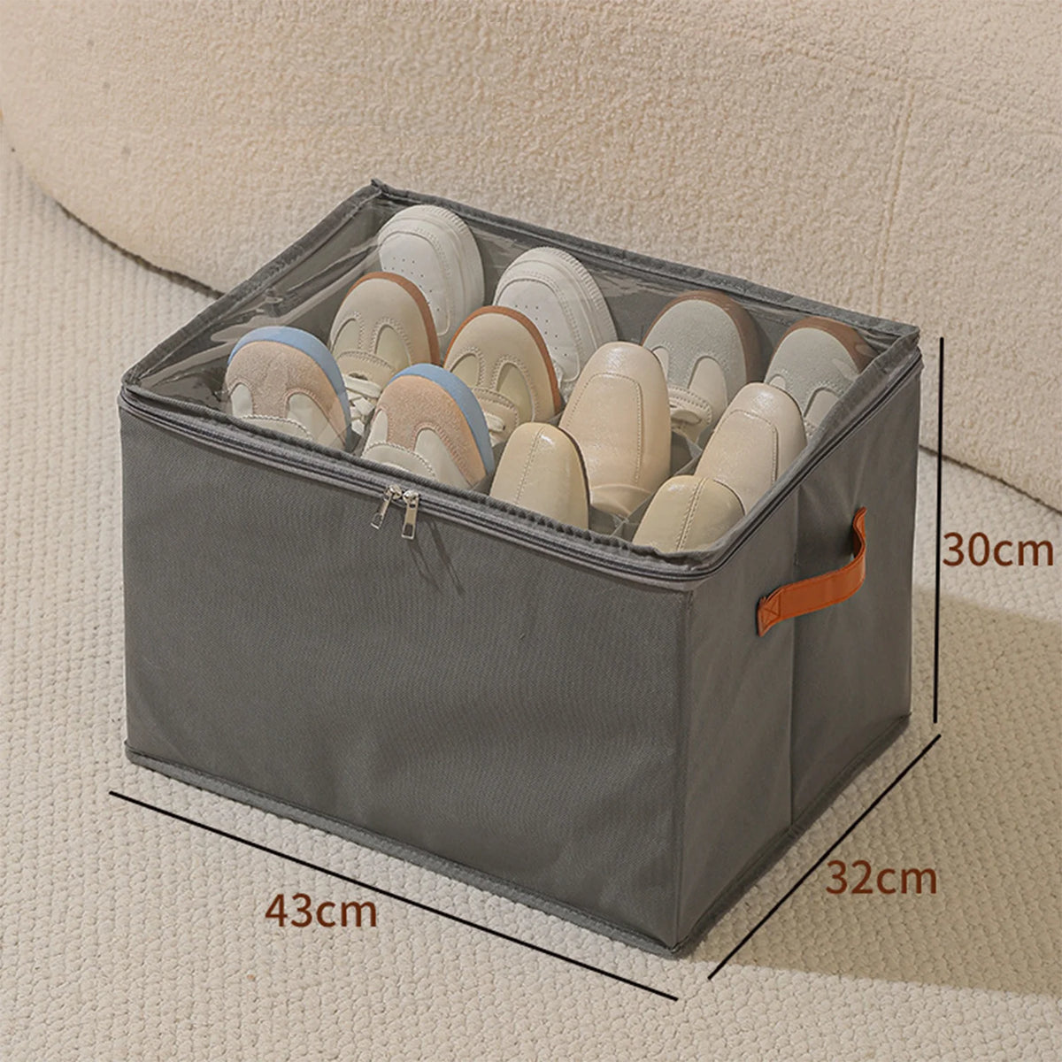Boîte de rangement à chaussures pliable avec couvercle transparent