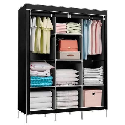 Armoire de rangement en tissu avec double penderie
