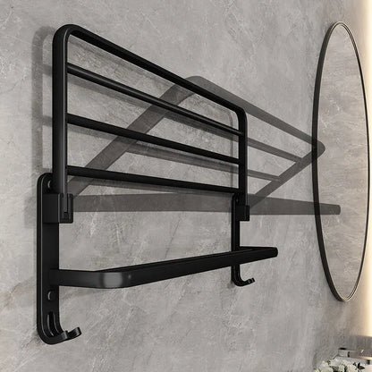 Porte-serviettes mural pliable avec étagère