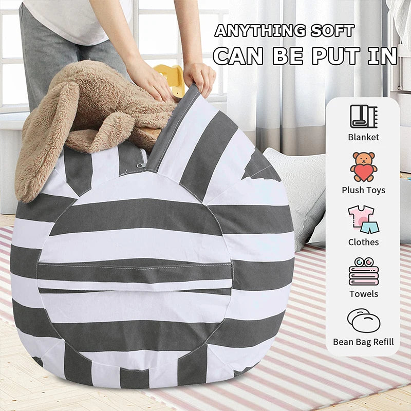 Pouf de rangement pour peluches et couvertures