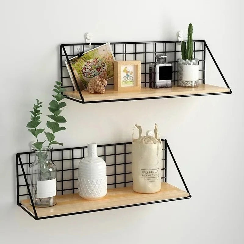 Étagère murale métal et bois pour salon