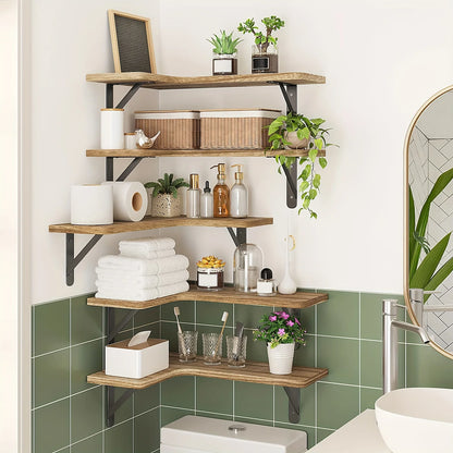 Étagère murale d'angle en bois