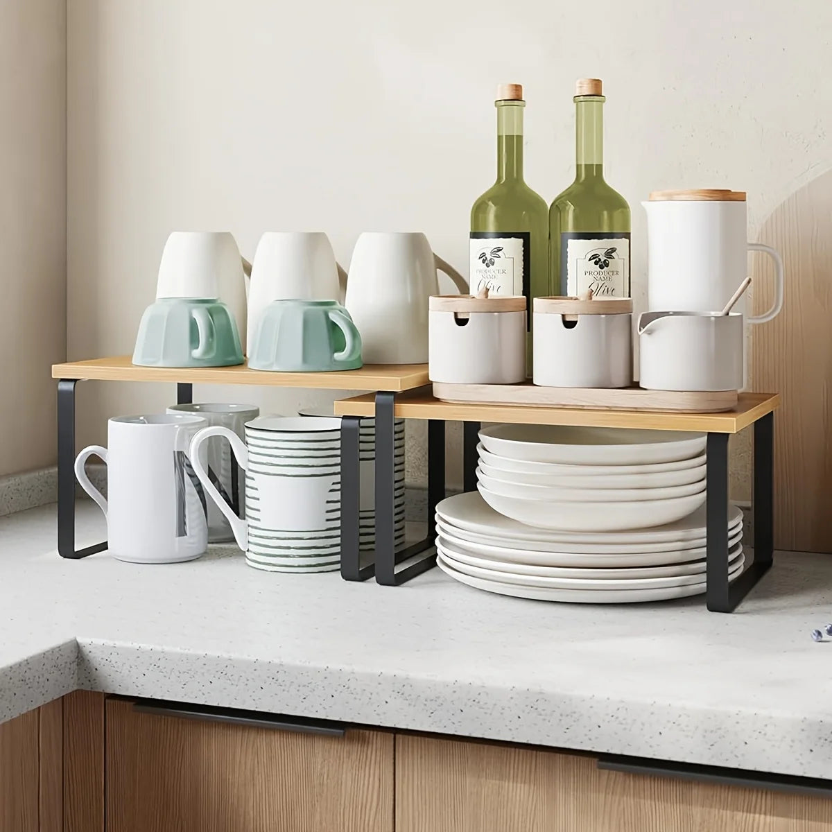 Étagère de Cuisine Extensible Bois & Métal